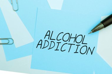 Alkol Bağımlılığını gösteren metin işareti, sık ve aşırı alkol tüketimiyle karakterize edilen iş şovu