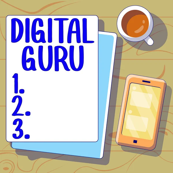 Conceptual Caption Digital Guru Conceptual Photo Teacher Intellectual Guide Matters — Stockfoto