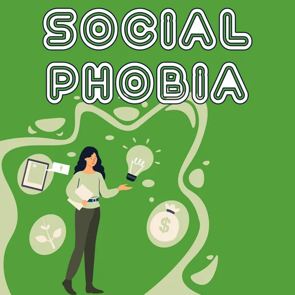 Handschriftliche Zeichen Social Phobia Business Schaufenster Überwältigende Angst Vor Sozialen — Stockfoto