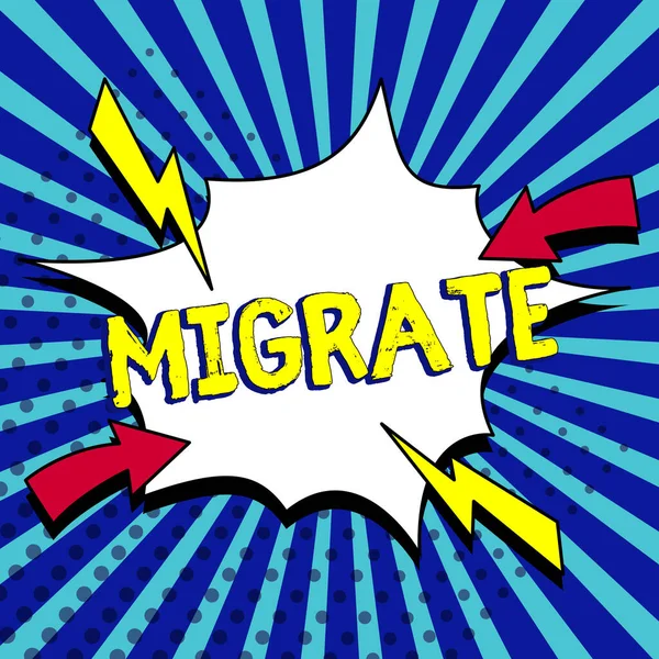 Text Caption Presenting Migrate Business Approach Move Travel One Country — Foto de Stock