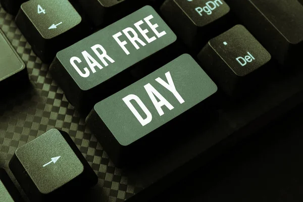 Hand Writing Sign Car Free Day Business Overview Environment Protection — Stock fotografie
