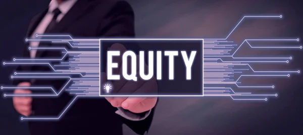 Szöveg Jel Mutatja Equity Word Írt Minőségének Hogy Tisztességes Pártatlan — Stock Fotó