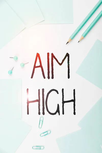Hand Writing Sign Aim High Business Idea Best Job School —  Fotos de Stock