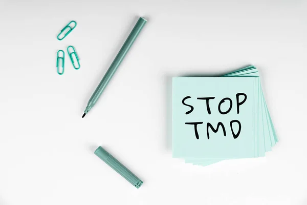 Подпись Текстом Представляющая Stop Tmd Бизнес Идея Предотвращение Расстройства Проблемы — стоковое фото