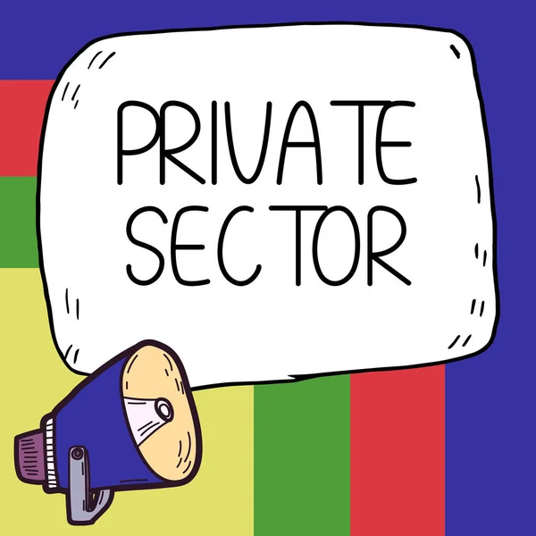 Text caption presenting Private Sector, Business overview a part of an economy which is not controlled or owned by the government