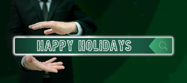 Didascalia Testo Che Presenta Happy Holidays Business Concept Greeting Utilizzato — Foto Stock