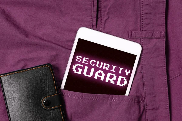 Handwriting text Security Guard, Business idea tools used to manage multiple security applications