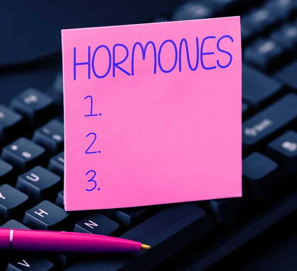Text Showing Inspiration Hormones Business Showcase Regulatory Substance Produced Organism —  Fotos de Stock