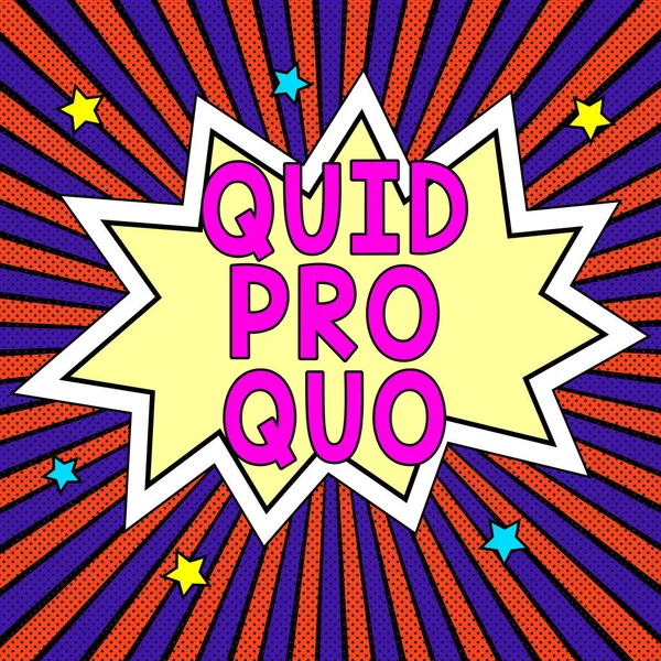 概念表示 Quid Pro Quo Businessアプローチ何かの見返りとして与えられたり期待されたりする好意や利点 — ストック写真