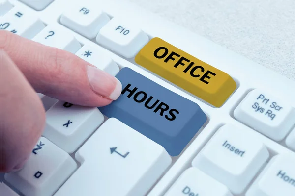 Handwriting Text Office Hours Conceptual Photo Hours Which Business Normally — Stock Photo, Image