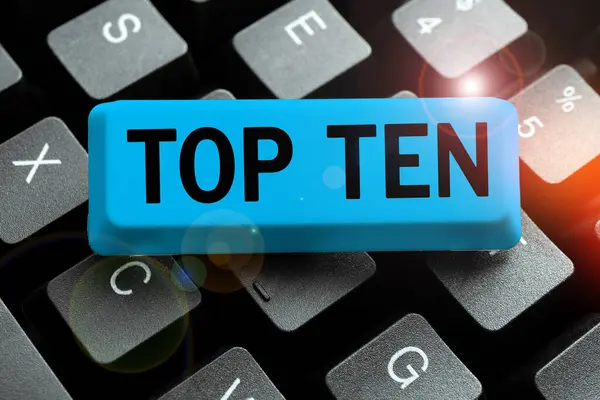 Text Sign Showing Top Ten Business Approach Ten Most Popular — Stock Photo, Image