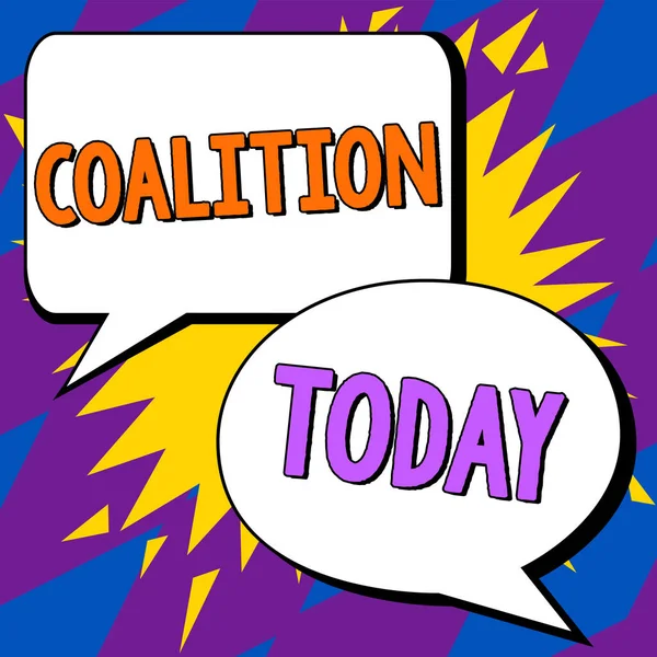 Text Caption Presenting Coalition Conceptual Photo Temporary Alliance Distinct Parties — Fotografia de Stock