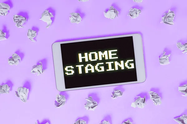 Kézírás Jel Home Staging Business Showcase Előkészítése Magánlakás Eladó Ingatlan — Stock Fotó