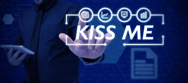 Conceptual Display Kiss Concept Meaning Informally Request Touch Lips Your — 스톡 사진