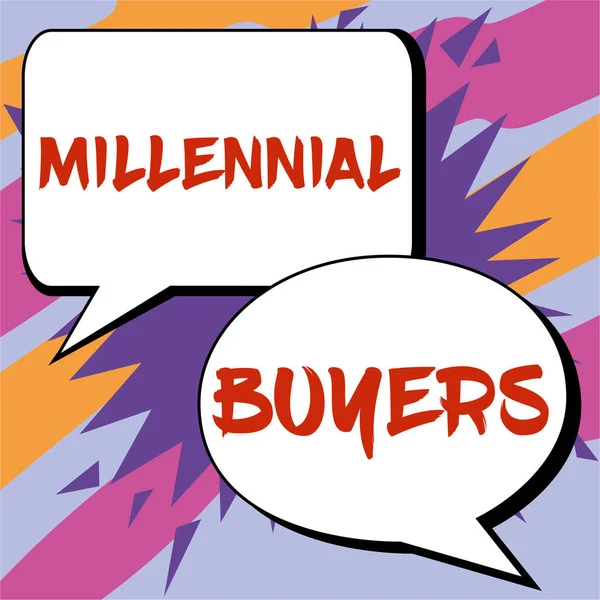 Sign Displaying Millennial Buyers Business Approach Type Consumers Interested Trending — Stok fotoğraf