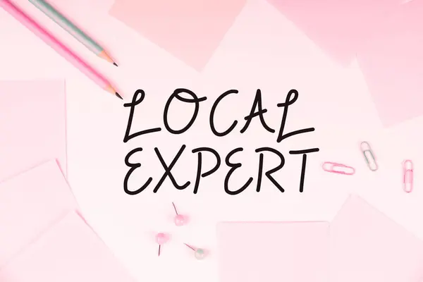 Text Caption Presenting Local Expert Concept Meaning Offers Expertise Assistance — Stok fotoğraf