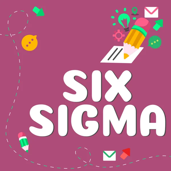 Señal Que Muestra Six Sigma Técnicas Gestión Ideas Negocio Para — Foto de Stock
