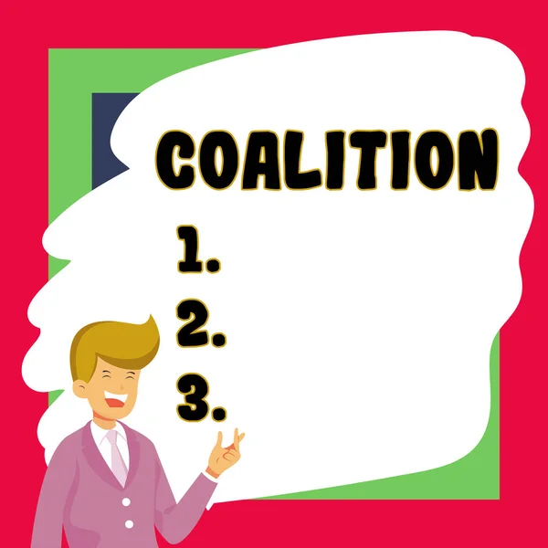 Text Caption Presenting Coalition Conceptual Photo Temporary Alliance Distinct Parties — Stock fotografie
