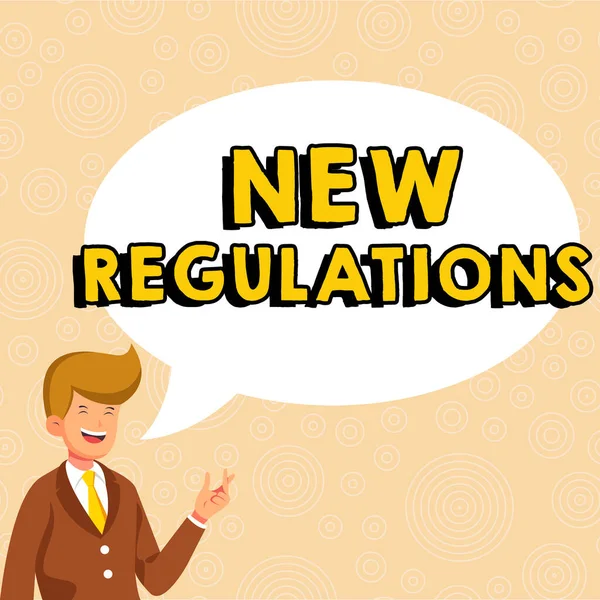 Texto Inspirador Novos Regulamentos Foto Conceitual Regulamento Que Controla Atividade — Fotografia de Stock