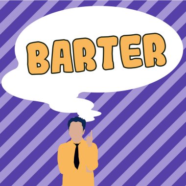 Barter, Internet Concept ticaretini gösteren metin işareti bir ürünü başka mal veya hizmetlerle takas ederek