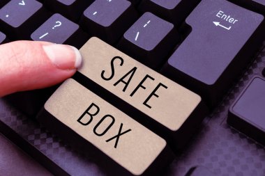 Kavramsal başlık Güvenli Kutu, Önemli veya değerli şeyleri tutabileceğiniz küçük bir yapıya yazılmış Sözcük