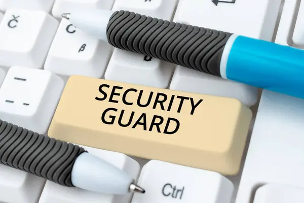 Εγγραφή Εμφάνισης Κειμένου Security Guard Word Για Εργαλεία Που Χρησιμοποιούνται — Φωτογραφία Αρχείου