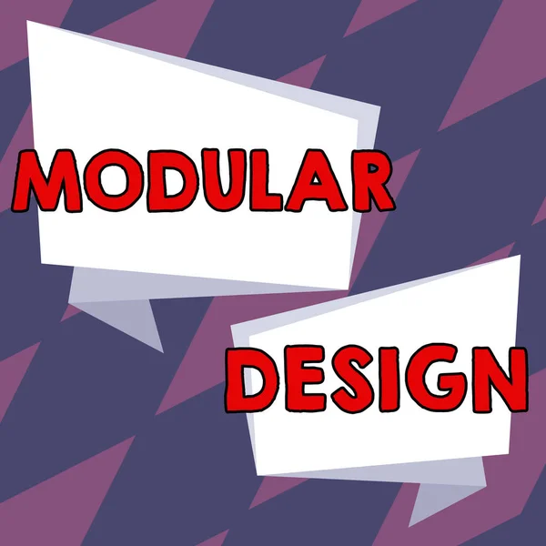 Text sign showing Modular Design, Business idea product designing to produce product by integrating or combining independent parts