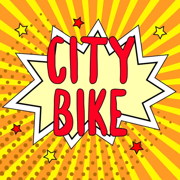 Текстовий Знак Показує City Bike Word Written Призначений Регулярних Коротких — стокове фото