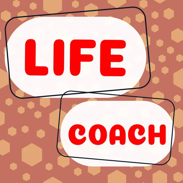 Hand Writing Sign Life Coach Business Approach Person Who Advices — Foto de Stock