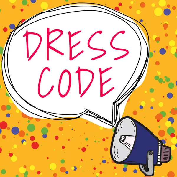 Szöveg Megjelenítése Dress Code Üzleti Áttekintés Elfogadott Öltözködési Mód Egy — Stock Fotó