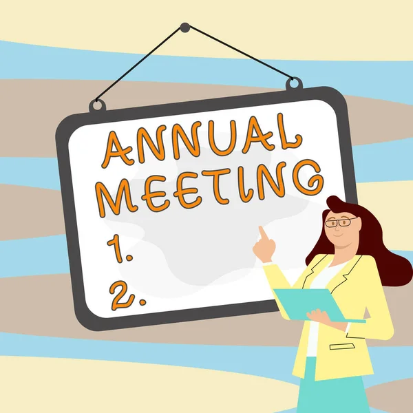 Text Sign Showing Annual Meeting Business Showcase Yearly Gathering Organization — Φωτογραφία Αρχείου