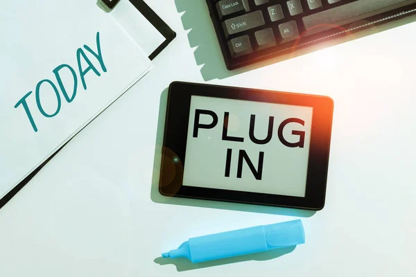 Text Caption Presenting Plug Business Approach Putting Device Electricity Turn — Stok fotoğraf