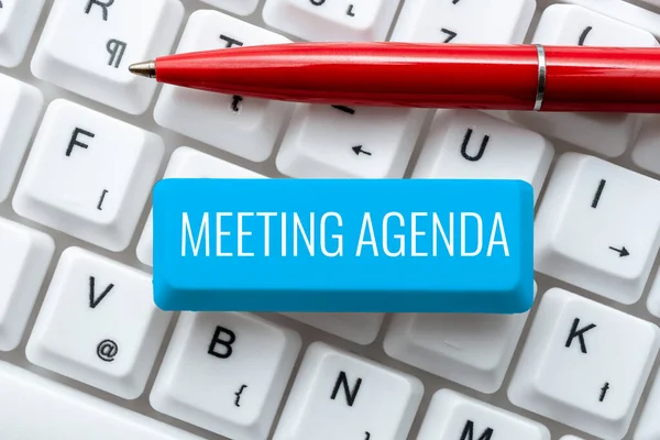 Text showing inspiration Meeting Agenda, Business concept An agenda sets clear expectations for what needs to a meeting