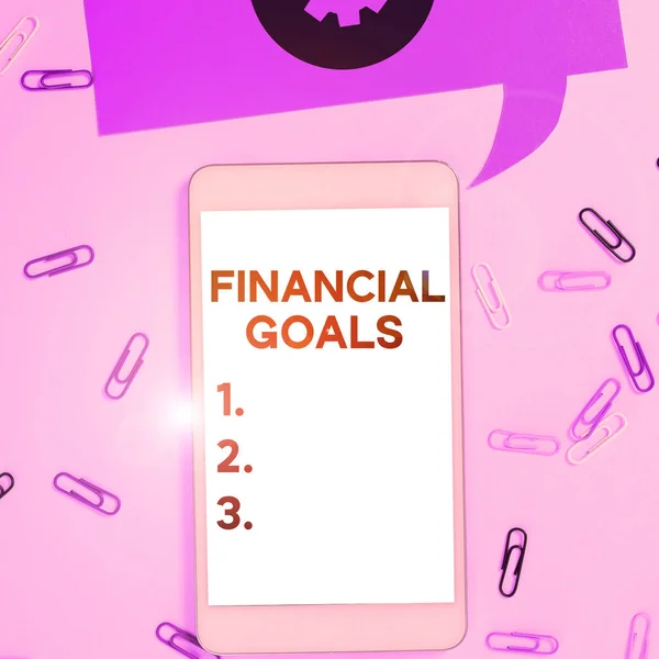 Sign Displaying Financial Goals Business Idea Targets Usually Driven Specific — Zdjęcie stockowe