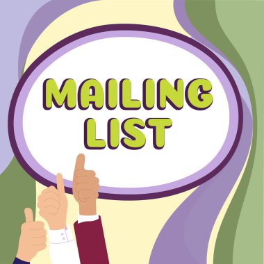 Handwriting text Mailing List, Business approach list of people who subscribe to a periodic mailing distribution