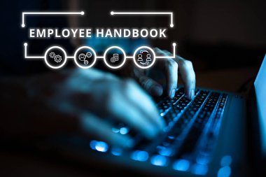 Writing displaying text Employee Handbook, Conceptual photo Document that contains an operating procedures of company