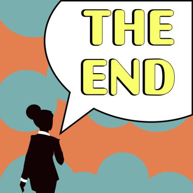Hand writing sign The End, Business idea Final part of play relationship event movie act Finish Conclusion