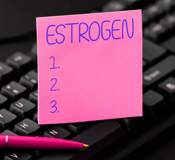 Sign Displaying Estrogen Concept Meaning Group Hormones Promote Development Female —  Fotos de Stock