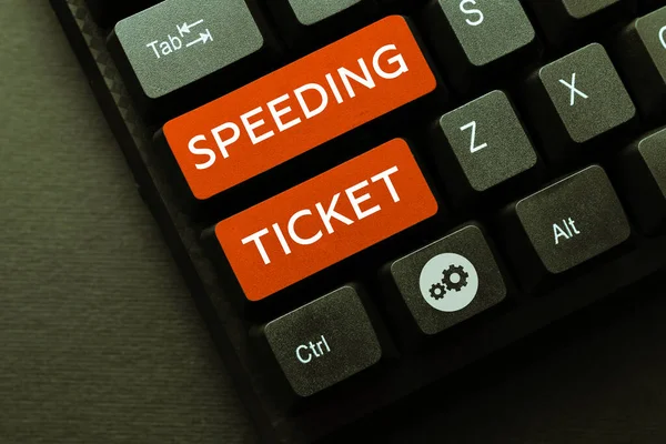 Text caption presenting Speeding Ticket, Business showcase psychological test for the maximum speed of performing a task