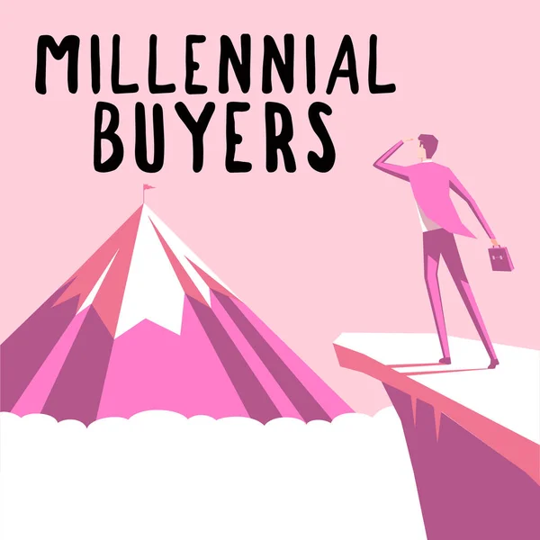 Writing Displaying Text Millennial Buyers Business Idea Type Consumers Interested — Zdjęcie stockowe