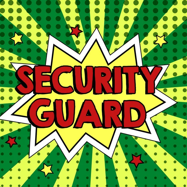 Text caption presenting Security Guard, Concept meaning tools used to manage multiple security applications