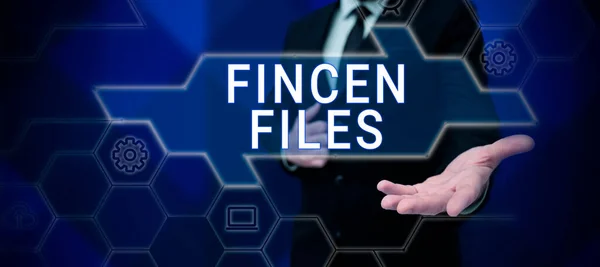 Writing Displaying Text Fincen Files Conceptual Photo Transactions Financial Assets — Foto Stock