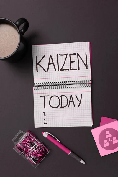 Sign Displaying Kaizen Business Concept Japanese Business Philosophy Improvement Working —  Fotos de Stock