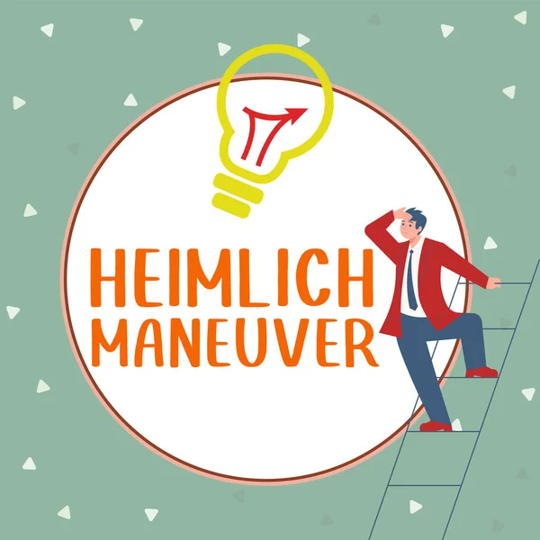 Znak Wyświetlający Manewr Heimlich Słowo Stosowania Górę Ciśnienia Przypadku Zadławienia — Zdjęcie stockowe