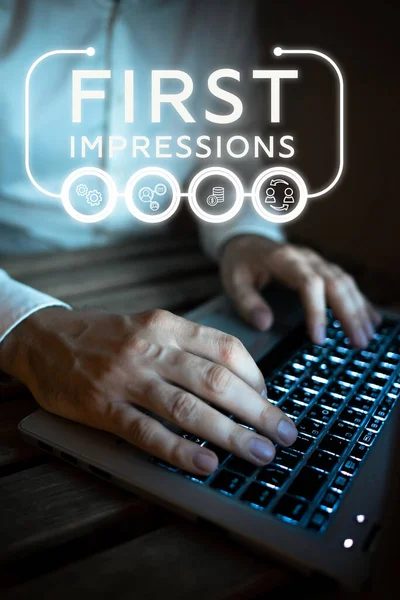 Sign Displaying First Impressions Business Idea What Person Thinks You —  Fotos de Stock