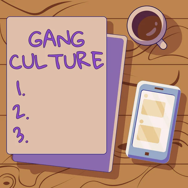 Handwriting text Gang Culture, Conceptual photo particular organization of criminals or group of gangsters that follow ones habits
