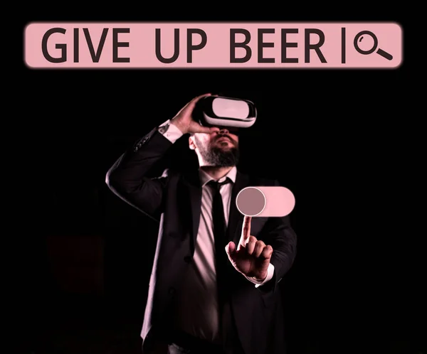 Sign Displaying Give Beer Internet Concept Stop Drinking Alcohol Treatment —  Fotos de Stock