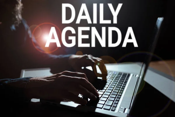 Writing Displaying Text Daily Agenda Internet Concept List Items Discussed —  Fotos de Stock