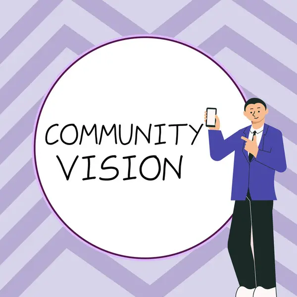 Testo Calligrafico Community Vision Business Approach Quartiere Associazione Stato Affiliazione — Foto Stock