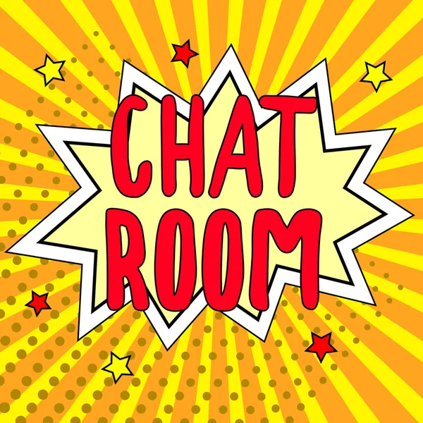 Знак Відображає Chat Room Концепція Означає Область Інтернеті Або Комп — стокове фото